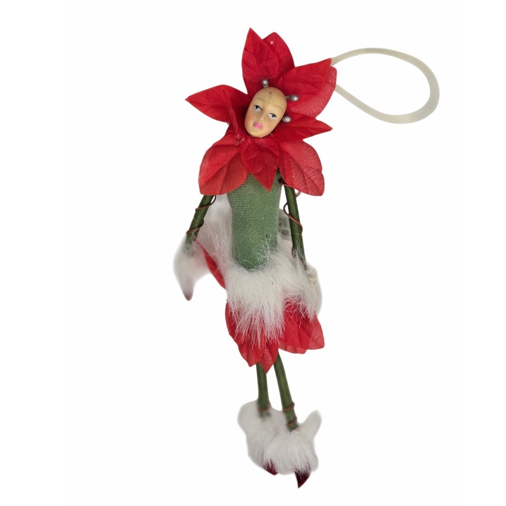 Patience Brewster Poinsettia Flower Fairy Christmas Ornament Red Kitschy 2006